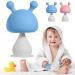 Silicone Mushroom Teether Toy for Babies 0-24 Months - Cyan | Soft Infant Sensory Chew Toy with Ring for Gums Grasping and Sucking - Buy Online on GoSupps.com