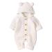 Haokaini Newborn Baby Ear Hooded Knitted Warmer Winter Romper Bodysuit Snowsuit for Boys Girls 3-6 Months Beige