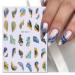 Marble Nail Art Stickers Decals Cyan Blue Gold Stripe Line - 6 Sheets - Buy Online on GoSupps.com