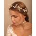 Deniferymakeup Bridal Floral Rhinestone Headband Rhinestone Earring Set Gold Wedding Accessories for Women and Girls
