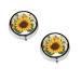 (Yellow Sunflowers and White Flowers) Round Pill Box 3 Compartment Pill Box Mini Decorative Pocket Purse Portable Travel Medicine Tablet Vitamin Holder Organizer Pill Case