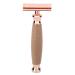 Razor with Wooden Handle Portable Double Edge Shaver Beard Body Hair Trimmer for Men(Rose Gold)
