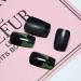 Tseenyi Long Coffin Press On Nails - Black & Green Shiny Full Cover Acrylic Fake Nails for Women & Girls | 24 Pcs Fashion Artificial Nails - Buy Online on GoSupps.com