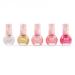 Three Cheers for Girls - Pink and Gold Hexagon 5 Pack Nail Polish - Shimmer Nail Polish Set for Girls & Teens - Includes 5 Colors - Non-Toxic Nail Polish Kit for Kids - Ages 8+