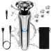 Rotary Shaver for Men Electric Razor Dry Wet Waterproof Rotary Men's Face Shaver Razors Cordless USB Rechargeable for Men Shavers Gift for Husband Father (Silver+3 Replacement Blades)