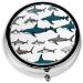 Buy Sharks Nautical Round Pill Box - 3 Compartment Mini Decorative Travel Organizer for Vitamins & Medicine - Buy Online on GoSupps.com