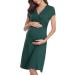 Shop Irdcomps Ladies Breastfeeding Cotton Nightgown - Maternity Short-Sleeved Dress for Pregnancy & Nursing - Size S-XL - Dark Green - Buy Online on GoSupps.com