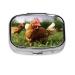 Funny Chicken Grass Printing 2 Compartment Small Pill Case Cute Small Pill Box Purse Pill Boxs Travel Pill Organizer for Pocket Purse and Travel Gifts