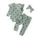 UUAISSO Baby Girls Clothes Cow Letter Print ruffled Long Sleeve Tops and Pants Infant Clothing Outfits Gifts 6-9 Months Green Hearts