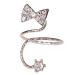 Rhinestone Bowknot Fingernail Ring Bend Nails Cap Cover Finger Joint Art Charm Silver