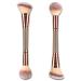 Double-Ended Foundation Makeup Brush Angled/Round Top for Liquid Powder & Cream Blending (Brown)