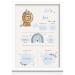 Milaboo Personalized birth post Boho Animals I personalized gift for birth i nice children's room decoration (without picture frames blue-l we)