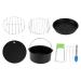 Zerodeko 7pcs Air Fryer Accessories Airfryer Griddle Pan Air Fryers Round Roasting Rack Frying Pot Kit Air Fryer Cake Pan Baking Supplies Frying Tool Household Frying Pan Electric Fryer Black M