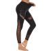 CSTOWN Women's High Waist Yoga Pants | Side Pockets | Mesh Insert | Tummy Control Leggings | Large Black - Buy Online on GoSupps.com