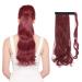 Ponytail Extension Wrap Around Long Straight Curly Clip in Ponytail Hair Extensions for Women Brown Black Blonde Hairpiece 17"-Curly Maroon mix Dark Red Maroon mix Dark Red 17 Inch