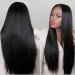 Wig for Women - Long Straight Hair with Bangs | High-Temperature Synthetic Silk - Natural Black & Dark Brown - Buy Online on GoSupps.com