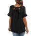 Women's Square Neck Ruffle Sleeve Blouse - Summer Casual Top | Medium | Black - Buy Online on GoSupps.com