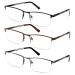 OENEYE 3 Pack Blue Light Blocking Reading Glasses for Men Stylish Metal Frame Readers with Comfort Spring Hinges Multicolor 1.75 x