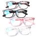 Henotin 4-Pack Blue Light Blocking Reading Glasses Women Men Spring Hinge Computer Readers Anti UV Ray Square Nerd Eyeglasses (Mixed Color 1.25) Mixed Color 1.25 Diopters