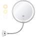 KEDSUM Lighted Makeup Mirror, 10X Magnifying Makeup Mirror with Suction Cups,, Upgraded 3 Colors & Dimming Lights, 360° Swivel Flexible Mirror, Magnifying Travel Vanity Mirror for Bathroom Shaving 3 Colors-10x