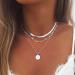 Woent Layered Lotus Pendant Necklaces Silver Bead Choker Necklace Chain Adjustable Jewelry for Women and Girls