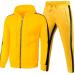 Hanxiulin men's training suits long jogging suit men polyester suit sweatshirt autumn and winter leisure clothes sports pants and training jacket yellow XXL