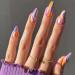Kamize Almond Press on Nails Medium Tips Acrylic Colorful Fake Nails Full Cover Swirl False Nails for Women and Girls 24PCS Color Ripple