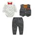 famuka Baby Boy 3 Piece Formal Outfit Suit with Bows Waistcoat Gentleman Tuxedo Grey 24 Months