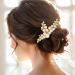 Handcess Bridal Wedding Hair Comb Gold Pearls Hairpiece Leaf Bridal Side Combs Wedding Hair Accessories for Women and Girls - Buy Online on GoSupps.com
