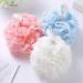 Exfoliating Mesh Brush Shower Sponge Puff for Kids & Adults - White & Sky Blue - Buy Online on GoSupps.com