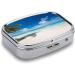 Portable Tropical Sea Print Pill Box - 2 Compartment Decorative Metal Pill Organizer for Travel | Shop Internationally - Buy Online on GoSupps.com