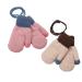2Pairs Toddler Warm Knitted Mittens with String Winter Thick Thermal Full Finger Gloves Baby Colorful Stretch Magic Glove Fluffy Mitten Hanging Neck Ski Snow Gloves for Boys Girls Ages 0-3 Years Pink + Beige