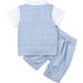 AmzBarley Baby Boys Gentleman Suit Set | Blue Tuxedo Rompers with Bowtie | 6-12 Months - Buy Online on GoSupps.com