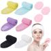 3 otters Spa Facial Headband  6PCS Make Up Wrap Head Terry Cloth Winter Headband Adjustable Towel  with 3PCS Facial Sponges  Esthetician Supplies