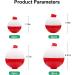 FishingPepo 12pcs Snap-on Fishing Bobbers and Floats Set - 1-1.75 inch Round Buoy Assortment in Red and White - Buy Online on GoSupps.com