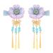 Minkissy) Hair Clip 1 Pair Japanese Style Hair Clips Tassel Flower Kimono Traditional Hairpins Barrette Hair Clamp Bride Hanfu Accessory for Womens Girls (Blue Japanese