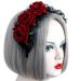 Day of The Dead Floral Headband with Long Veil Flower Crown Festival Headband (Style D)
