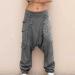 Men's Gray Hippie Harem Pants - 3XL | Boho Gypsy Aladdin Drop Crotch Yoga Joggers - Buy Online on GoSupps.com