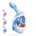 DCYSO Snorkel Mask Full Face Kids - 2020 Shark Sharp Snorkeling Mask for Kid HD Seaview Anti Fog Anti Leak Blue