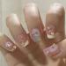 French Cute False Nails Extra Short Kids Stick on Nails with Mermaid Bubble Beads 24pcs Square Press On Nails with Glue Sweet Colour Design Funny Fake Nails for Women Girls (Sweet Heart) - Buy Online on GoSupps.com