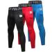 Yuerlian Mens Compression Pants Athletic Leggings with Pockets Running Baselayer Tights Cycling Workout Pants 1 or 3 Pack Pocket-black + Red + Blue Medium