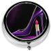 Elegant Purple High Heels Pill Box | Mini Round 3 Compartment Medicine Organizer for Travel & Home - Buy Online on GoSupps.com