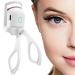 Heated Eyelash Curlers Rechargeable Electric Eyelash Curler Handheld Eyelash Heated Curler 2 Heating Modes with Sensing Heating Silicone Pad Quick Natural Curling Eye Lashes for Long Lasting(White)