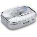 White Snow Tree Print Pill Box - 2 Compartment Decorative Metal Pill Organizer for Travel | Portable Medicine Case for Pocket & Purse - Buy Online on GoSupps.com