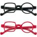 Buy Kodilin Round Square Reading Glasses for Men & Women - Anti-Blue Light Gaming Glasses (Black+Red 1.0) - 2 Pieces with Spring Hinge - Buy Online on GoSupps.com