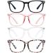 ENSARJOE Blue Light Blocking Glasses Square Nerd Eyeglasses Frame Anti Blue Ray Computer Game Glasses 8082-black+pink+transparent+leopard(4 Pack Simple Packaging)