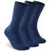 Facool Diabetic Socks for Men Women Merino Wool Non-Binding Top Crew Socks with Cushion Sole Seamless Toe 3 Pairs Navy Blue X 3 Medium