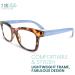 Stylish Sky Blue Tortoise Shell Blue Light Readers for Women - High Vision & Comfortable Reading Glasses - Perfect for All Face Shapes - 2.0 Magnification - Buy Online on GoSupps.com