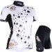 Nuckily ladies bike brief brief bicycle clothing set bike shirt breathable jersey outdoor sports cycling jersey & wheel pants with 3D seat cushion MTB wheel sports suit AJ211 white m 155/160 cm/50/55 kgs