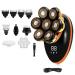 Head Shavers for Bald Men 5 in 1 Shaver for Men 7D Independently 7 Cutter Floating Head Rechargeable Waterproof Electric Razor Multifunction Trimmer for Men (Color : Golden)